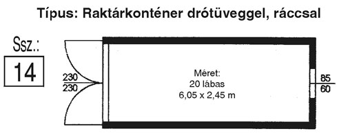 14-es raktárkonténer metszet 14-es raktárkonténer metszet