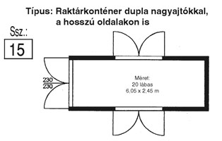 15-ös raktárkonténer metszet 15-ös raktárkonténer metszet