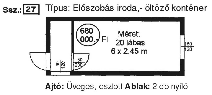 27-as irodakonténer metszet 27-as irodakonténer metszet