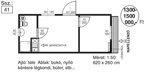 50-es lakó konténer metszet 50-es lakó konténer metszet